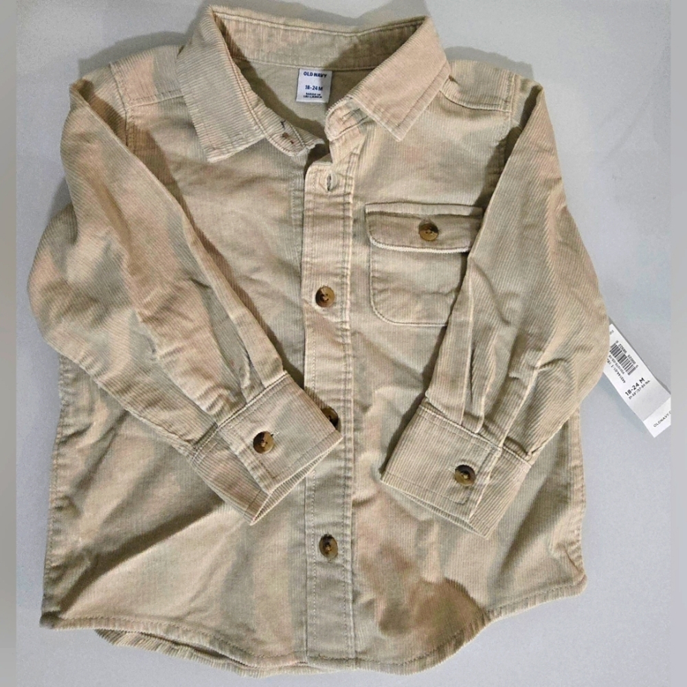 Old Navy Tan Button Down Shirt Sturdy Fabric